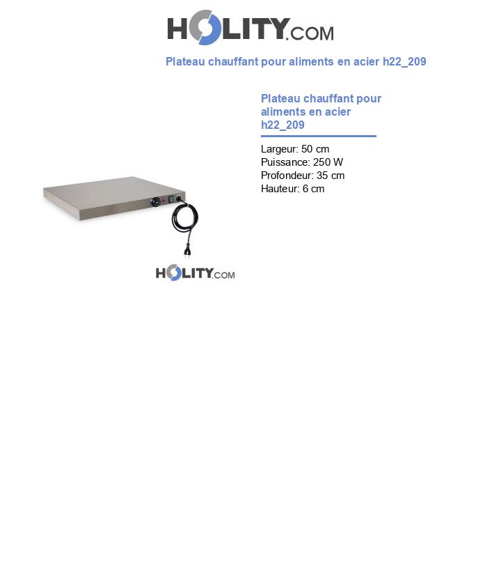 Plateau chauffant pour aliments en acier h22_209