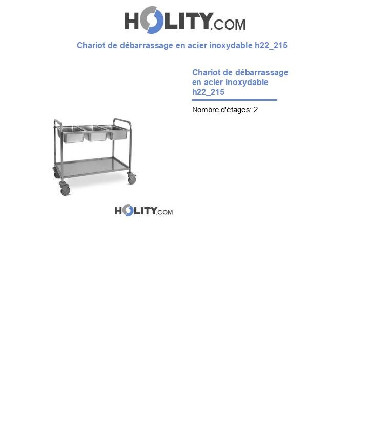 Chariot de débarrassage en acier inoxydable h22_215