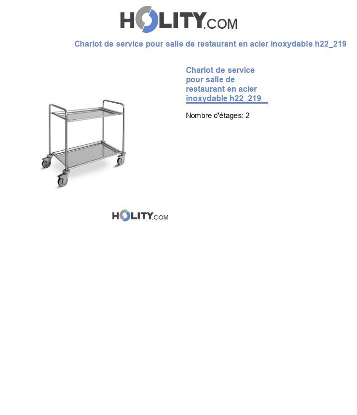 Chariot de service pour salle de restaurant en acier inoxydable h22_219