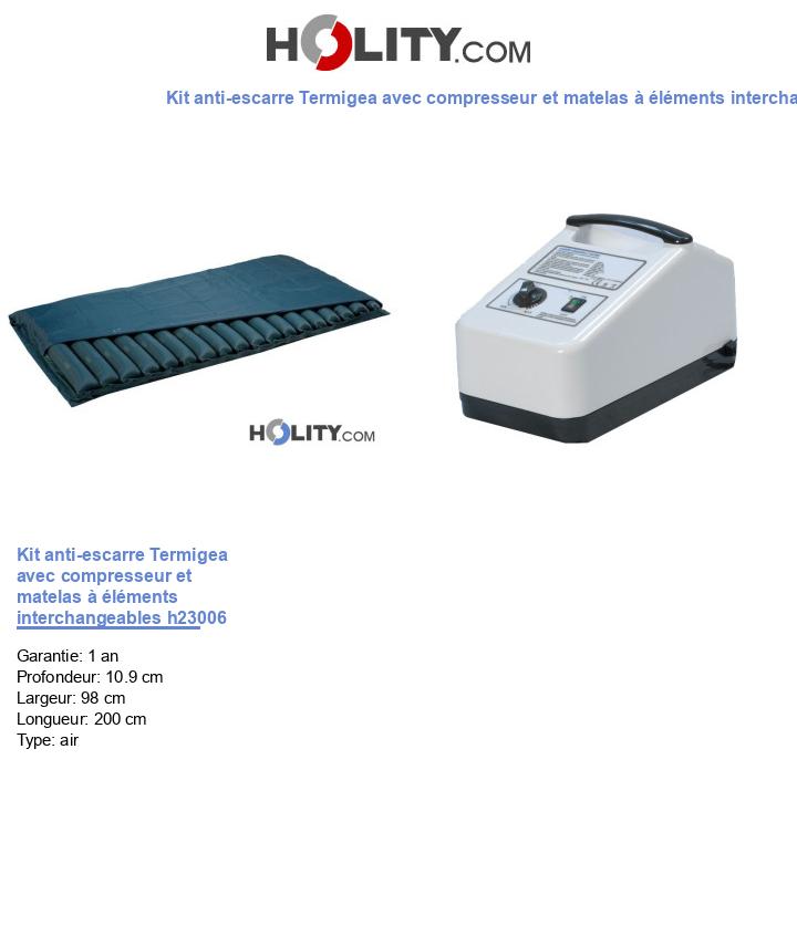 Kit anti-escarre Termigea avec compresseur et matelas à éléments interchangeables h23006