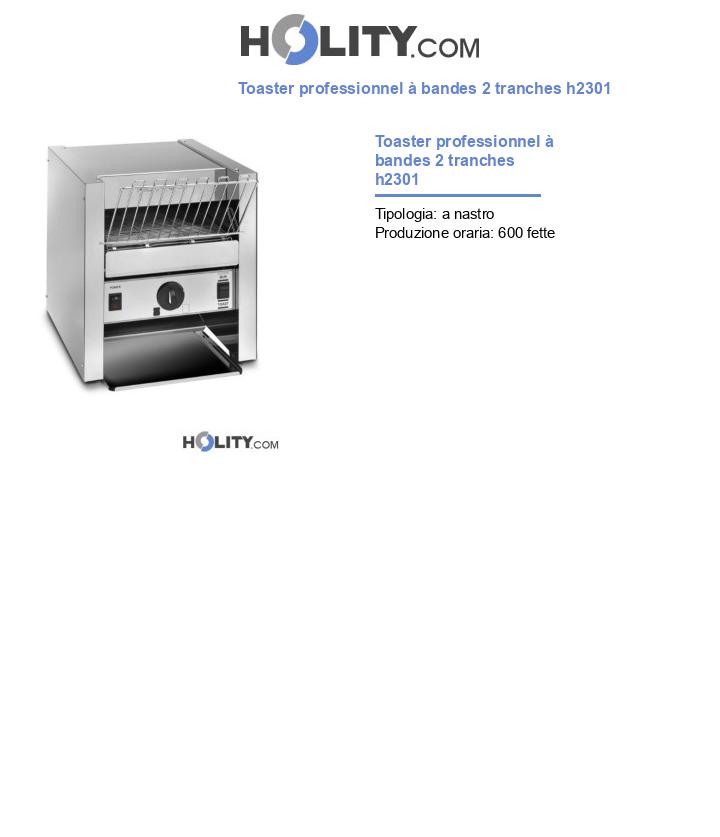 Toaster professionnel à bandes 2 tranches h2301