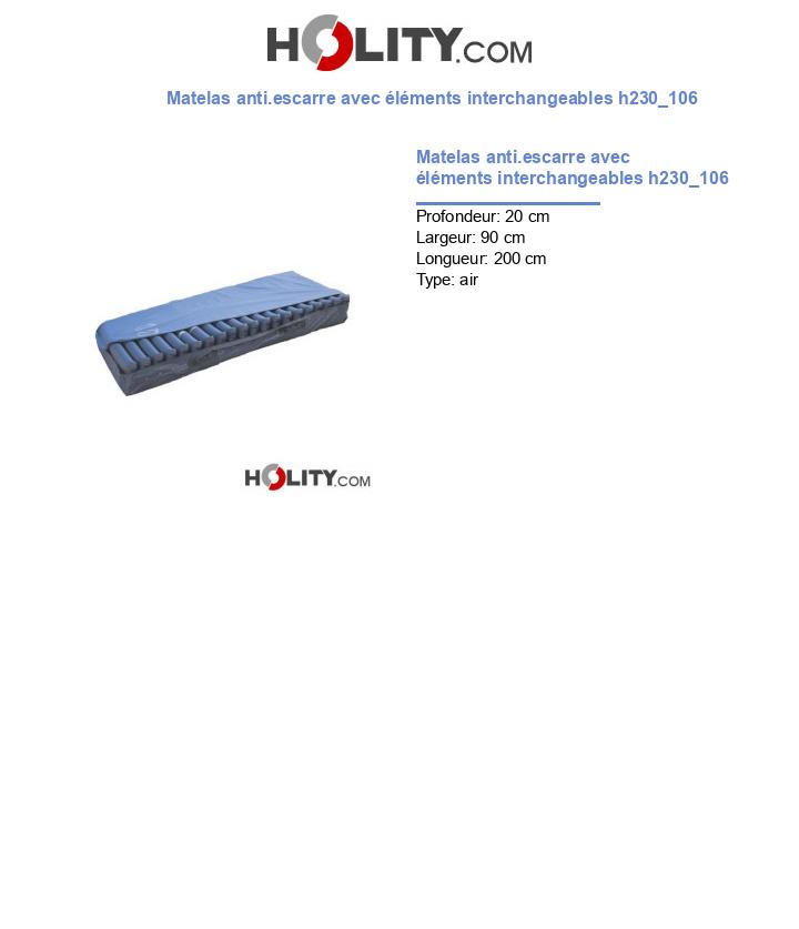 Matelas anti.escarre avec éléments interchangeables h230_106