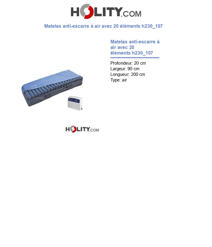 Matelas anti-escarre à air avec 20 éléments h230_107