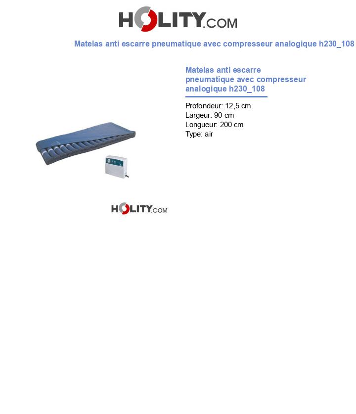 Matelas anti escarre pneumatique avec compresseur analogique h230_108