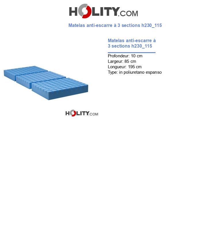 Matelas anti-escarre à 3 sections h230_115