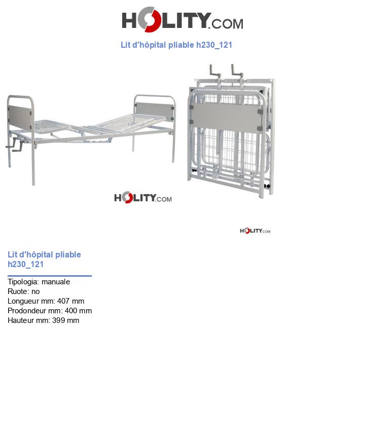 Lit d'hôpital pliable h230_121