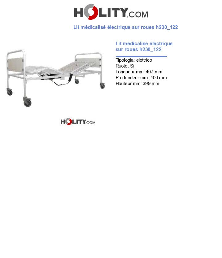 Lit médicalisé électrique sur roues h230_122
