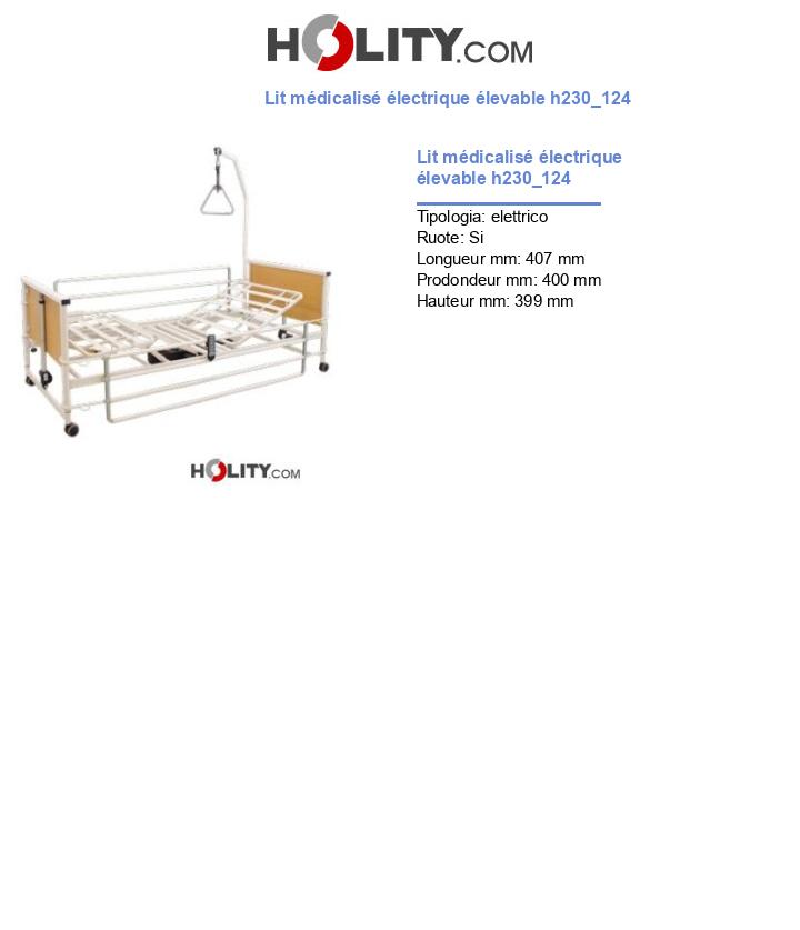 Lit médicalisé électrique élevable h230_124