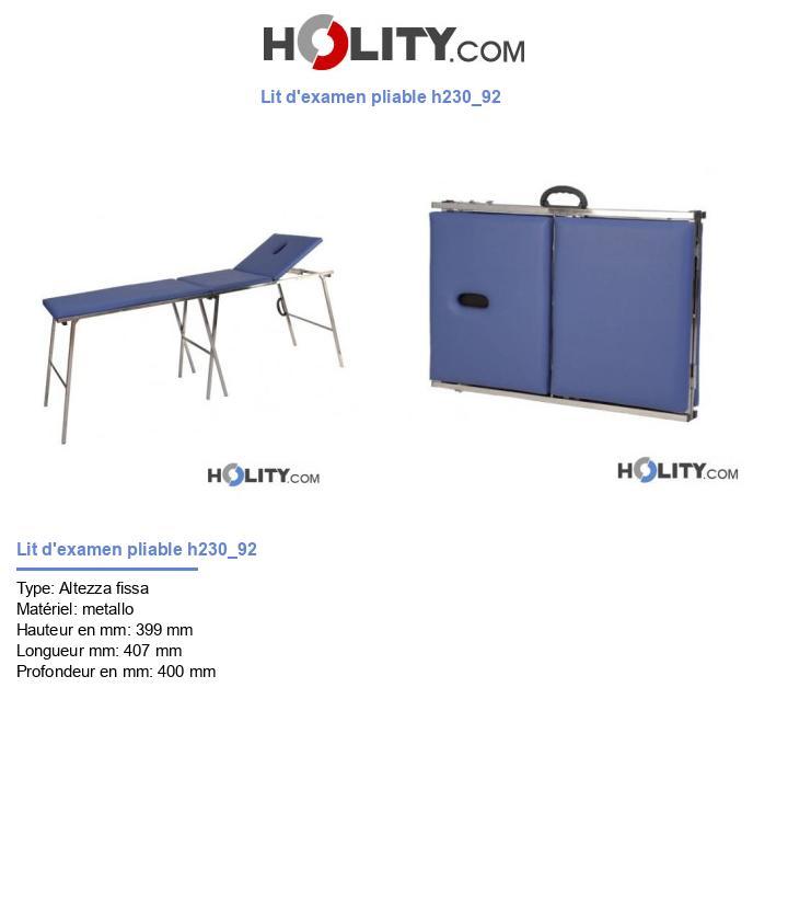 Lit d'examen pliable h230_92