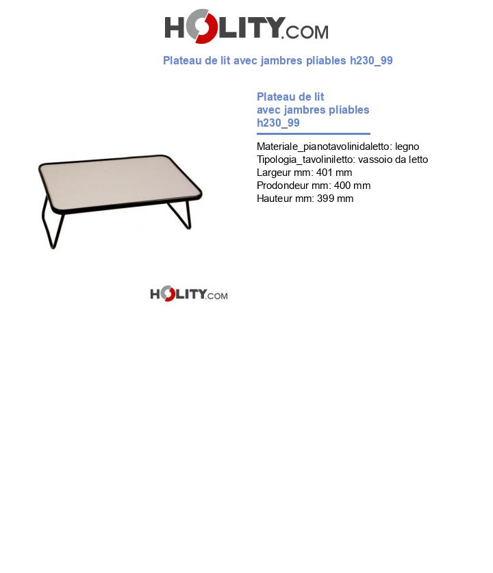 Plateau de lit avec jambres pliables h230_99