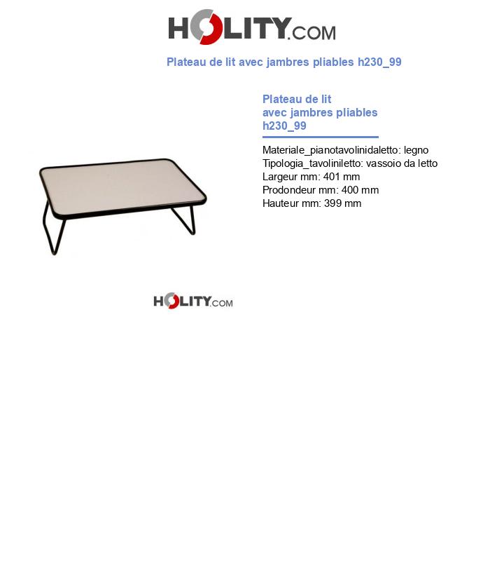 Plateau de lit avec jambres pliables h230_99