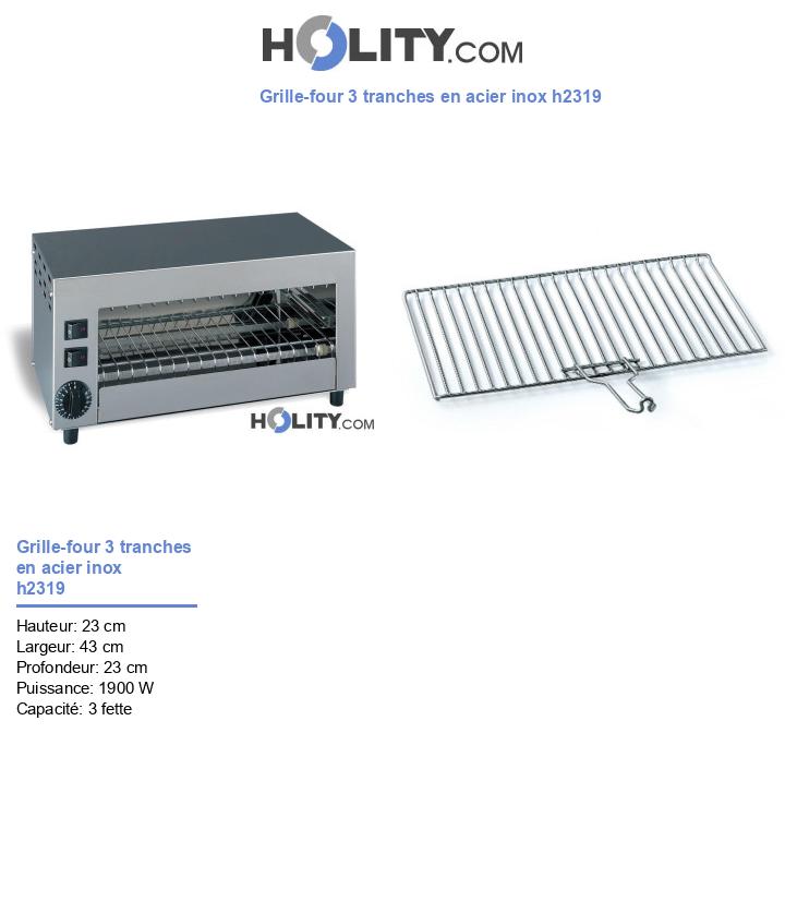 Grille-four 3 tranches en acier inox h2319