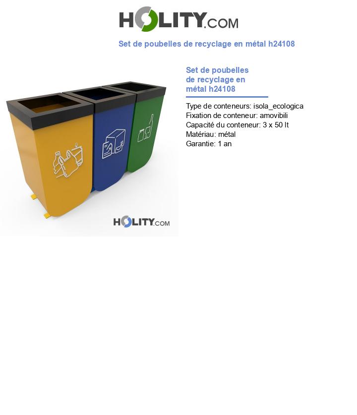 Set de poubelles de recyclage en métal h24108