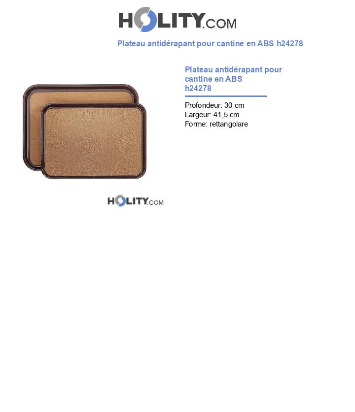 Plateau antidérapant pour cantine en ABS h24278