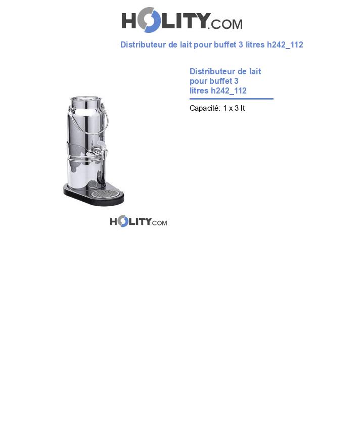 Distributeur de lait pour buffet 3 litres h242_112