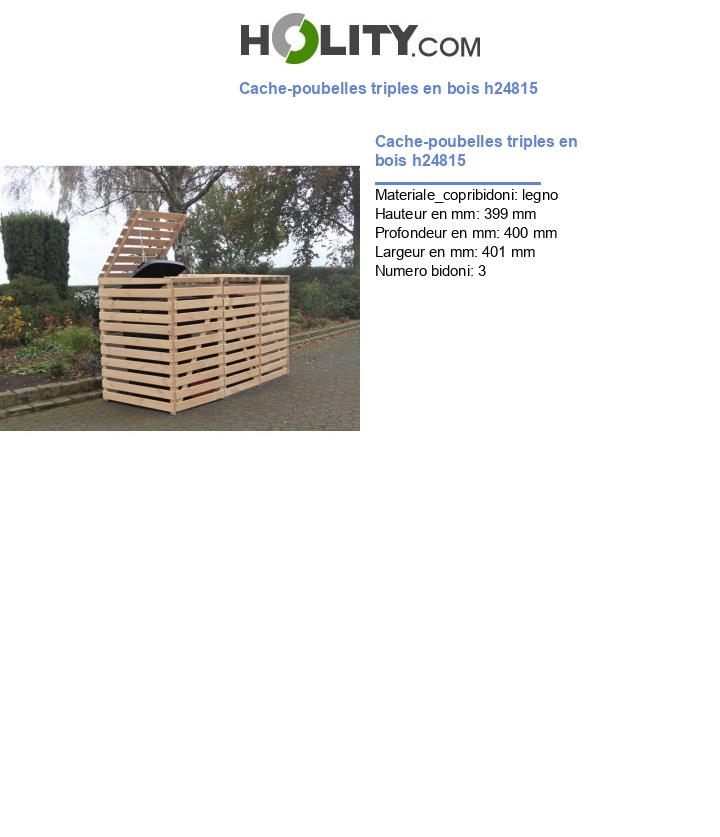 Cache-poubelles triples en bois h24815