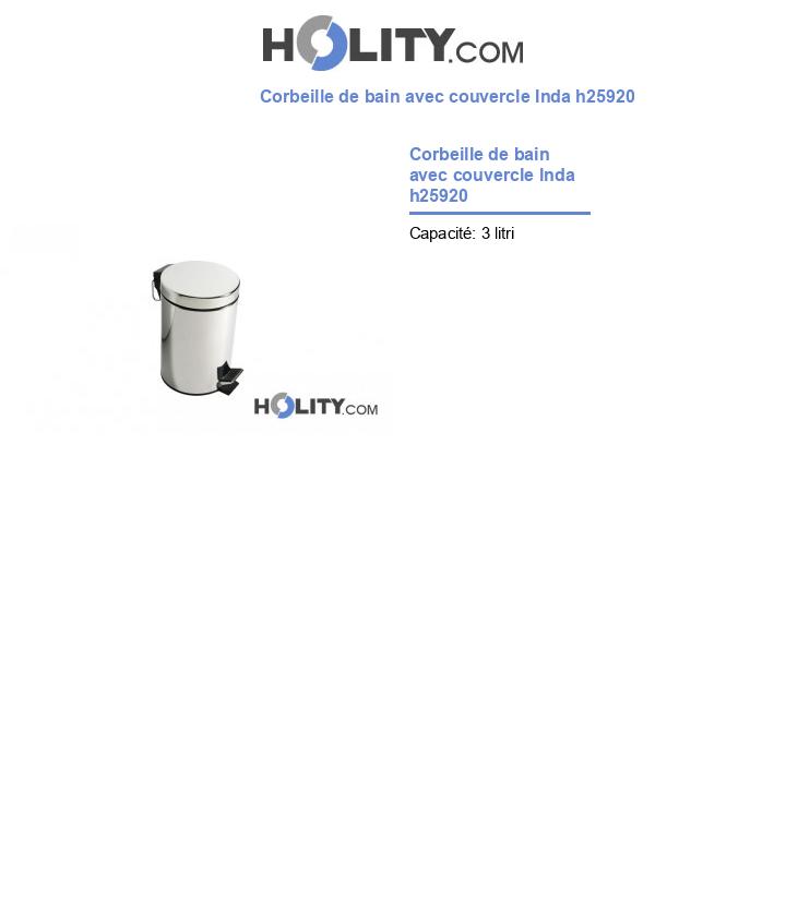Corbeille de bain avec couvercle Inda h25920