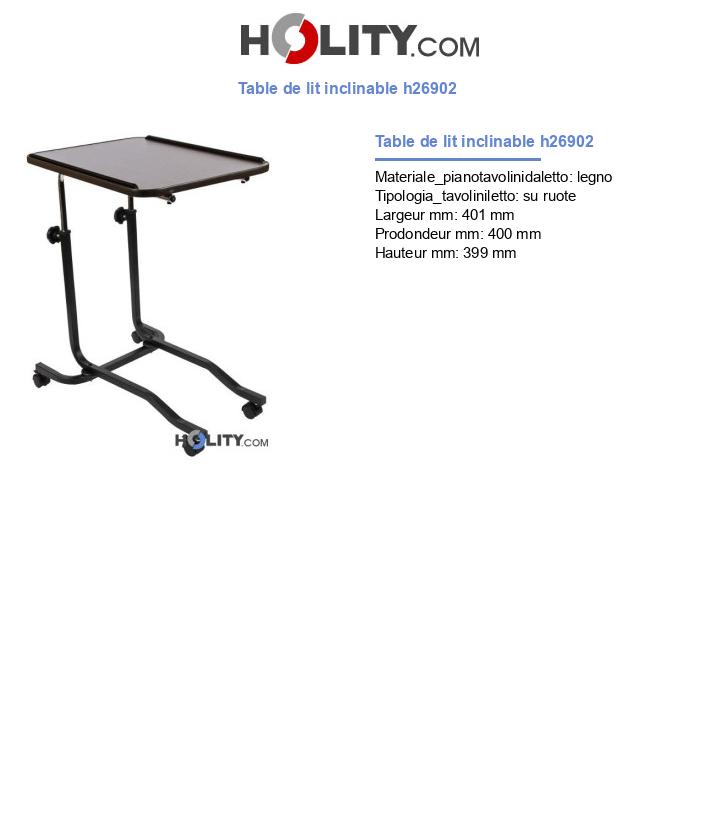 Table de lit inclinable h26902