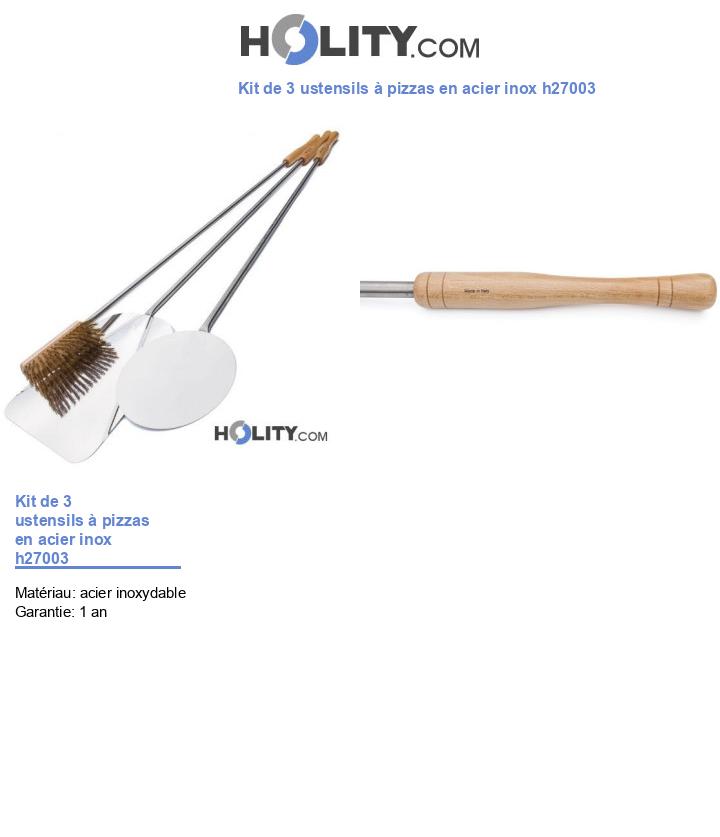 Kit de 3 ustensils à pizzas en acier inox h27003