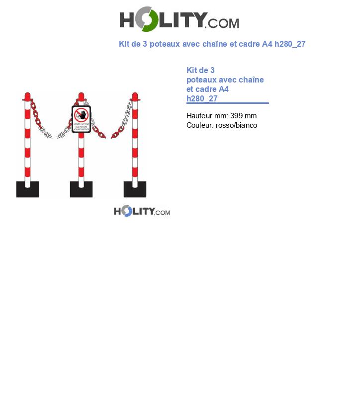 Kit de 3 poteaux avec chaîne et cadre A4 h280_27