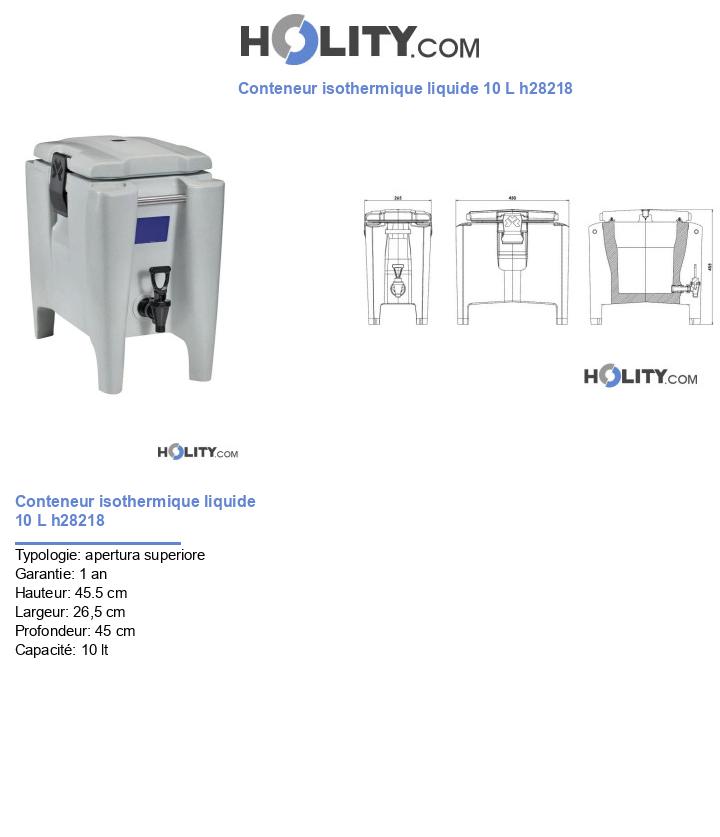 Conteneur isothermique liquide 10 L h28218