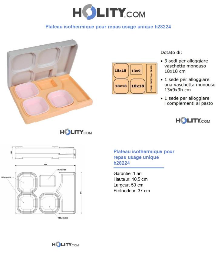 Plateau isothermique pour repas usage unique h28224