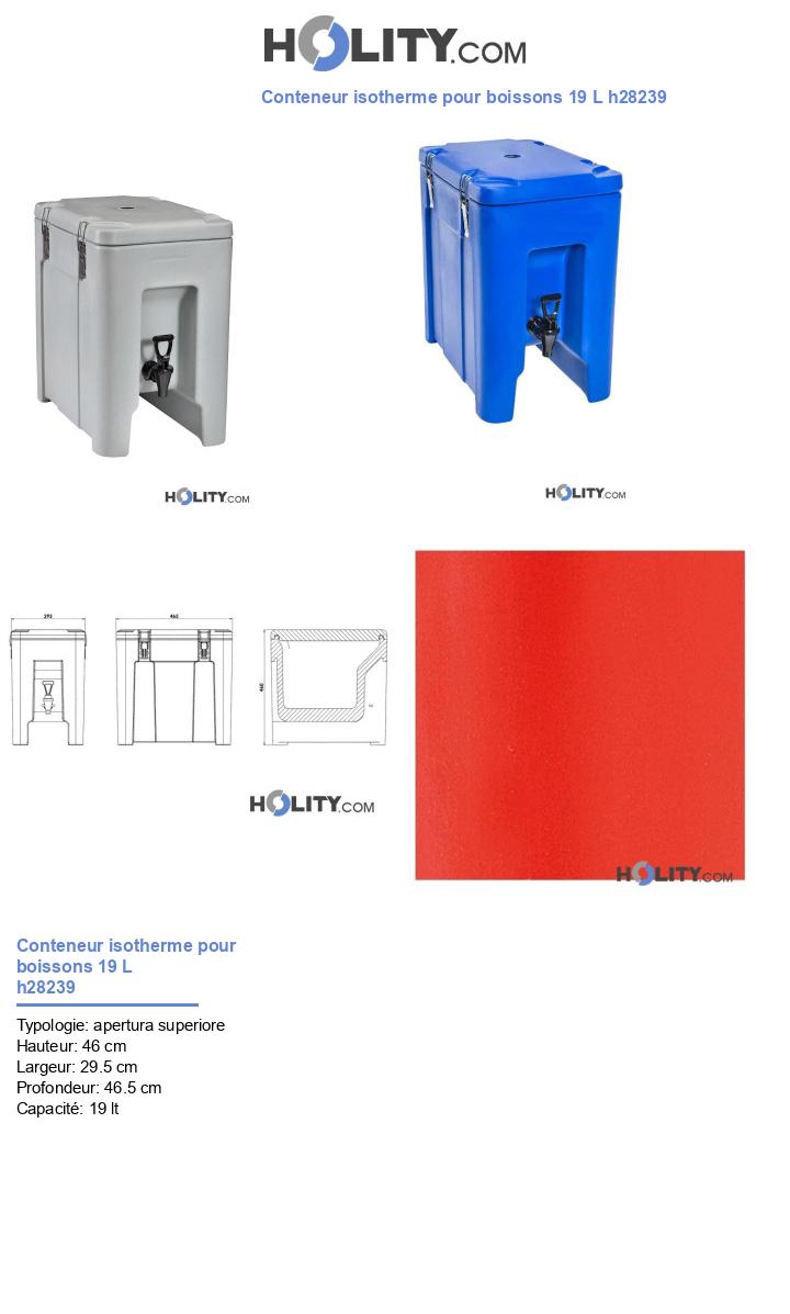 Conteneur isotherme pour boissons 19 L h28239