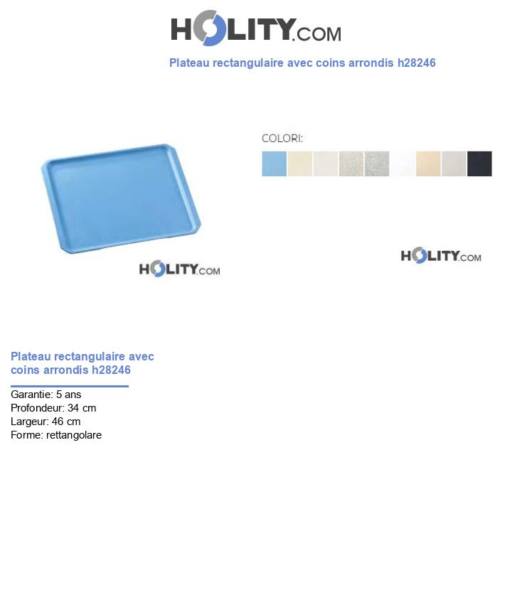 Plateau rectangulaire avec coins arrondis h28246