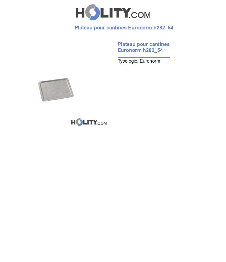 Plateau pour cantines Euronorm h282_54