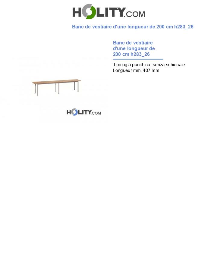 Banc de vestiaire d'une longueur de 200 cm h283_26