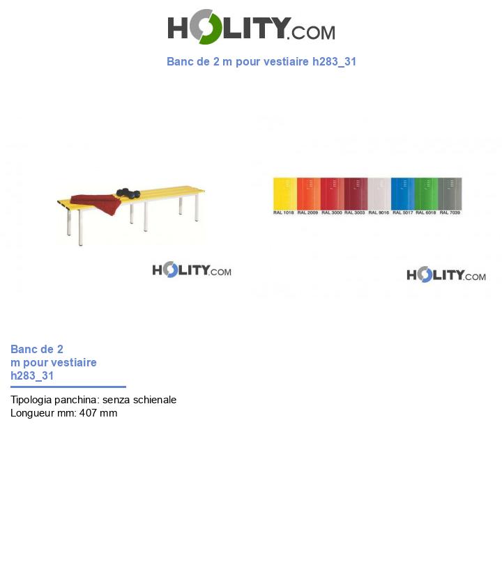 Banc de 2 m pour vestiaire h283_31