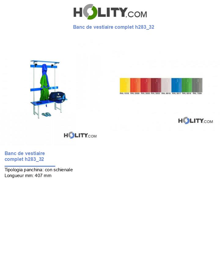 Banc de vestiaire complet h283_32