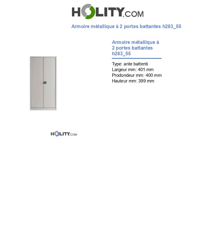 Armoire métallique à 2 portes battantes h283_55