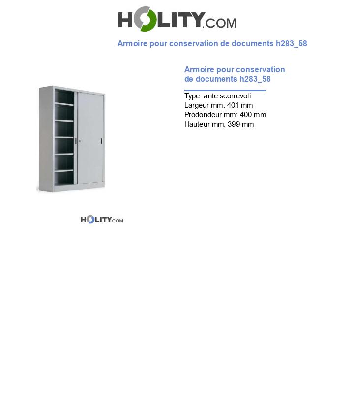 Armoire pour conservation de documents h283_58