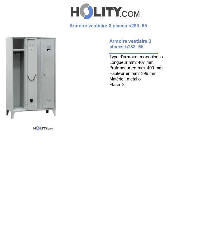 Armoire vestiaire 3 places h283_65