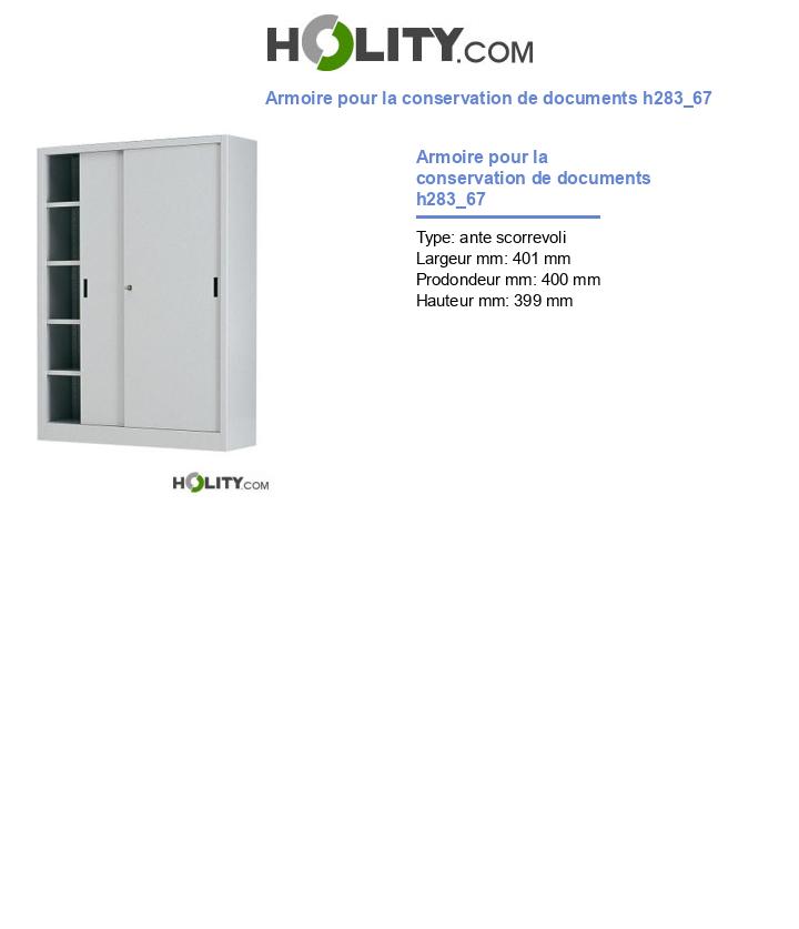Armoire pour la conservation de documents h283_67