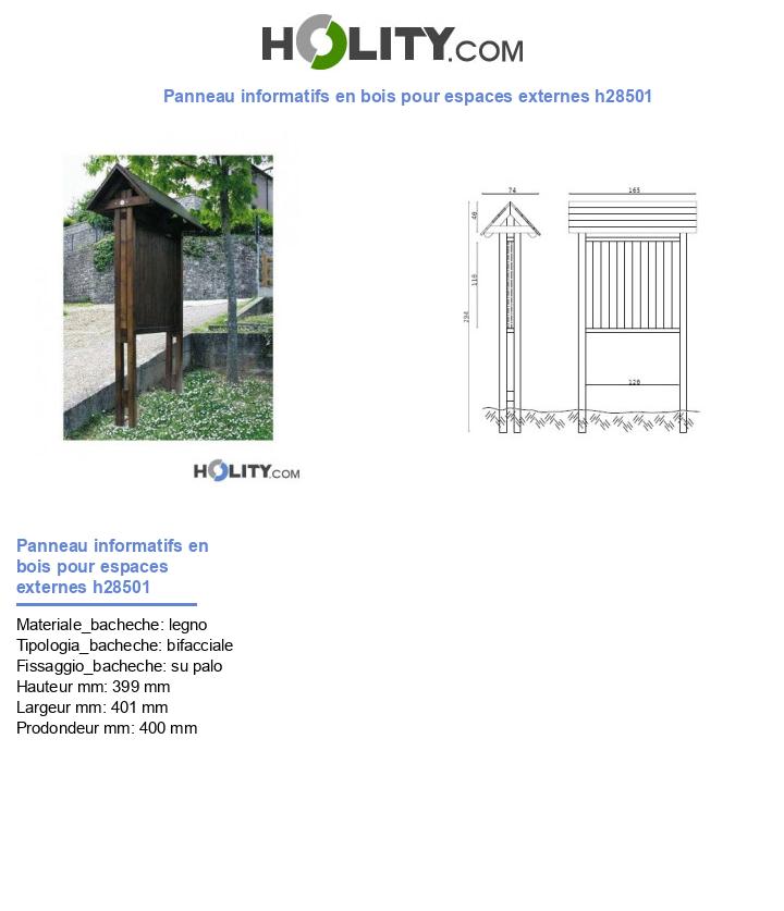 Panneau informatifs en bois pour espaces externes h28501