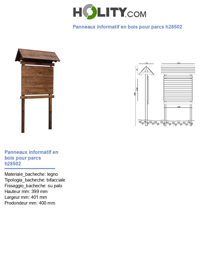 Panneaux informatif en bois pour parcs h28502