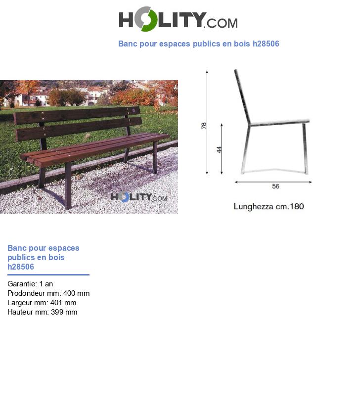 Banc pour espaces publics en bois h28506