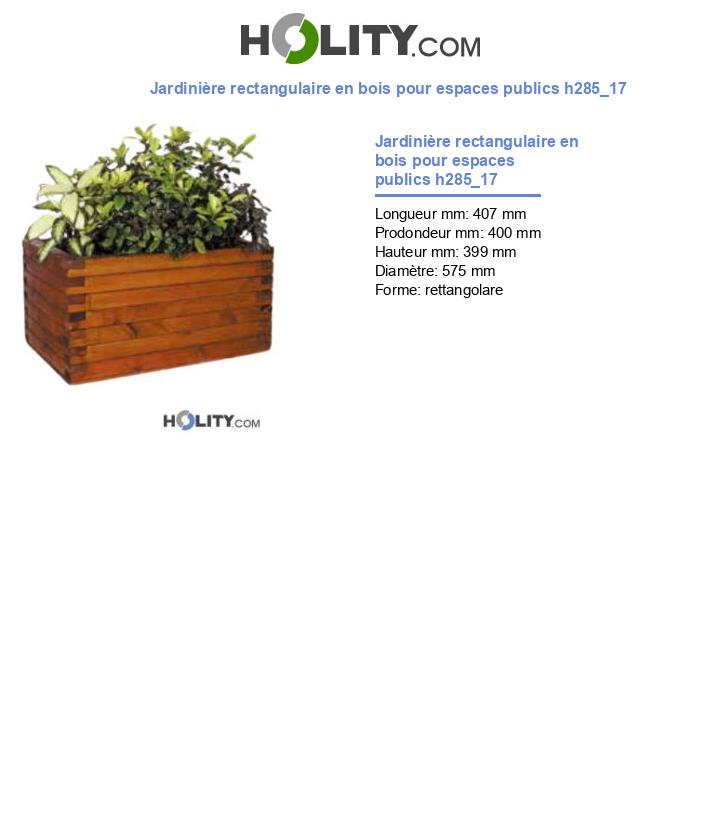 Jardinière rectangulaire en bois pour espaces publics h285_17