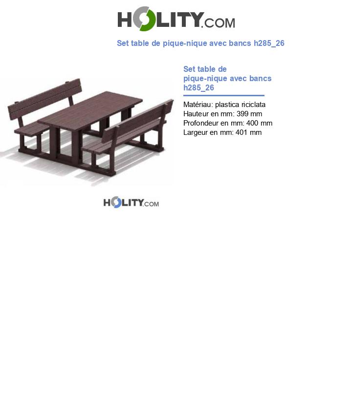 Set table de pique-nique avec bancs h285_26