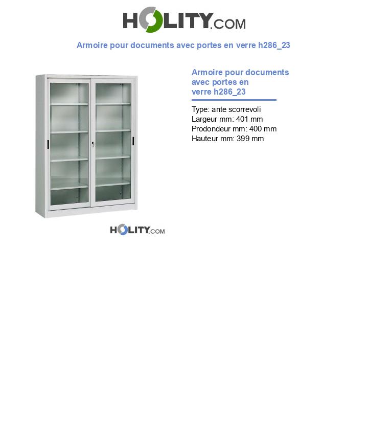 Armoire pour documents avec portes en verre h286_23
