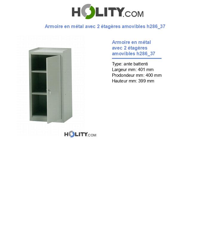 Armoire en métal avec 2 étagères amovibles h286_37