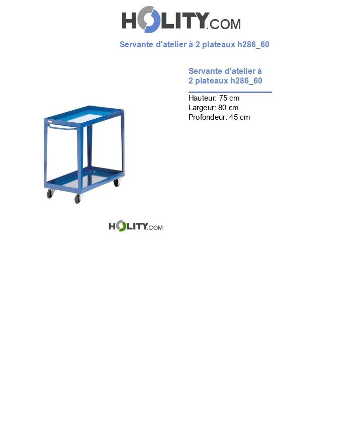 Servante d'atelier à 2 plateaux h286_60