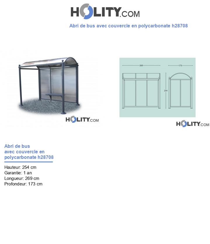 Abri de bus avec couvercle en polycarbonate h28708