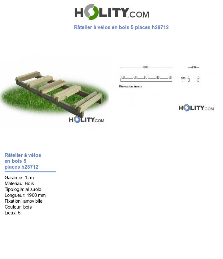 Râtelier à vélos en bois 5 places h28712