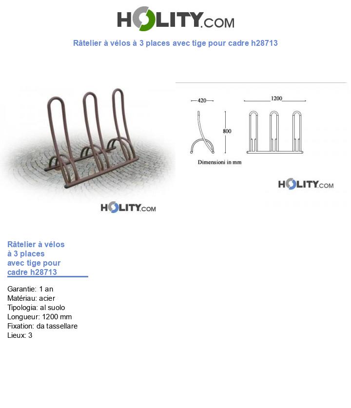 Râtelier à vélos à 3 places avec tige pour cadre h28713