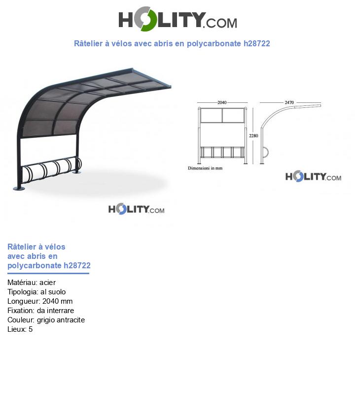 Râtelier à vélos avec abris en polycarbonate h28722