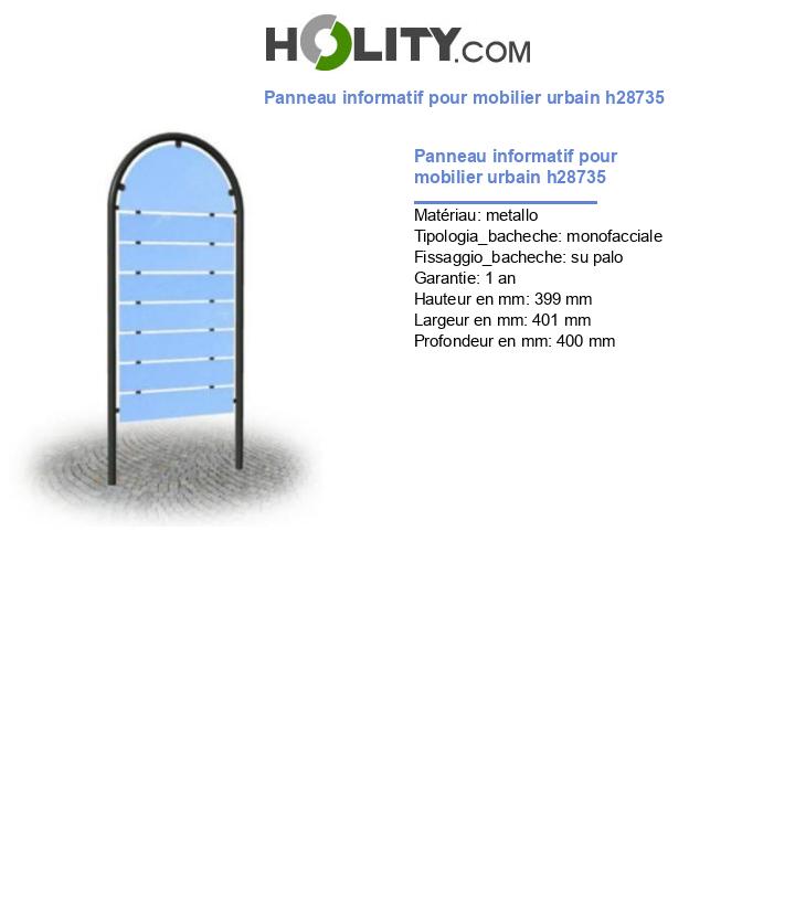 Panneau informatif pour mobilier urbain h28735