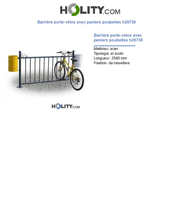 Barrière porte-vélos avec paniers poubelles h28739